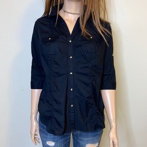 Lane Bryant Black Button Down Shirt Sz 16